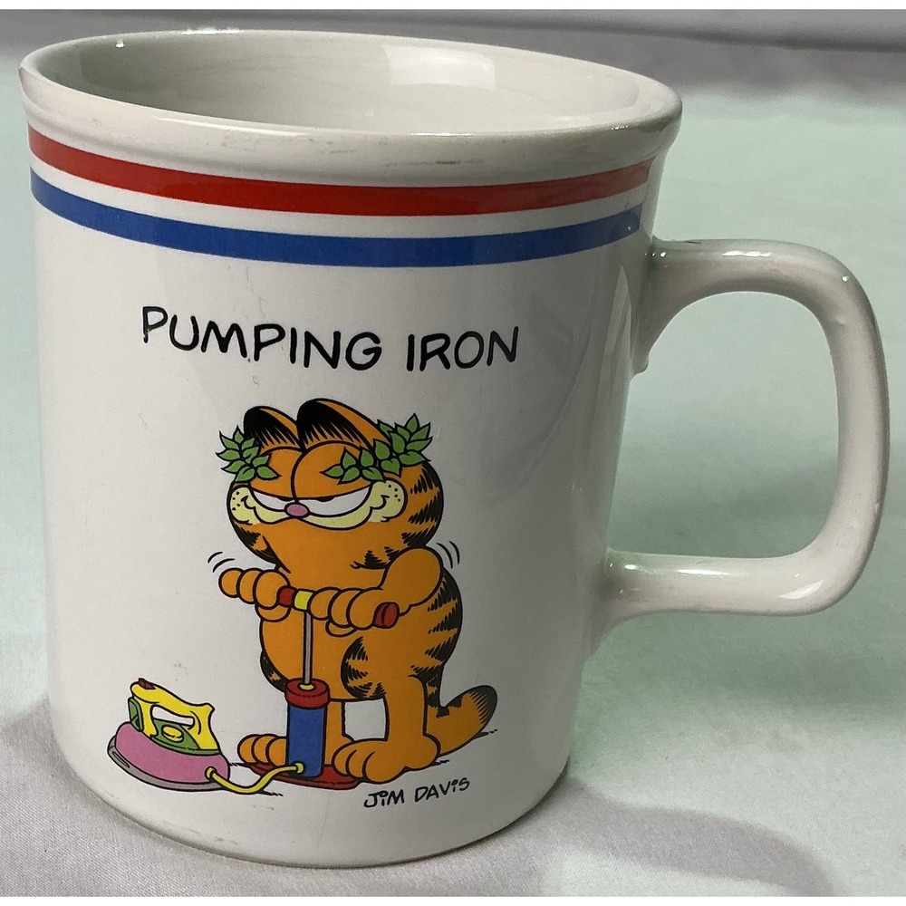 Vintage Garfield Pumping Iron Coffee Mug 1978 Jim Davis Enesco UFS Casual